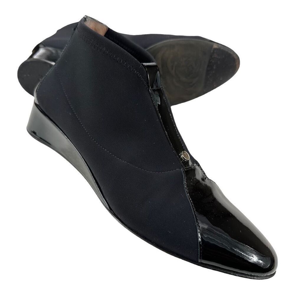 Taryn Rose Women's Camila Demi-Wedge Patent Leather Booties